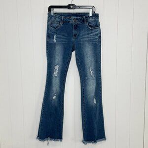 Litz Premium Denim Flare Low Rise 30W 31L Destroyed Flare Jeans Distressed